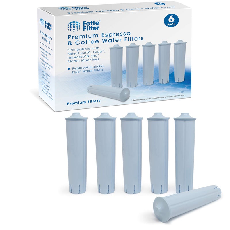 Fette Filter - Water Filter Compatible with Jura Clearyl Blue. Compare to Part # 71445 or 67879 - Pack of 6 - Image 1